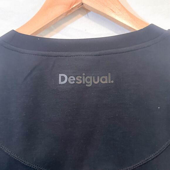 3 FOR $50! 🎁 NWT DESIGUAL Baggy Black Cropped Modal Sport T-shirt Sz. S - Picture 10 of 10